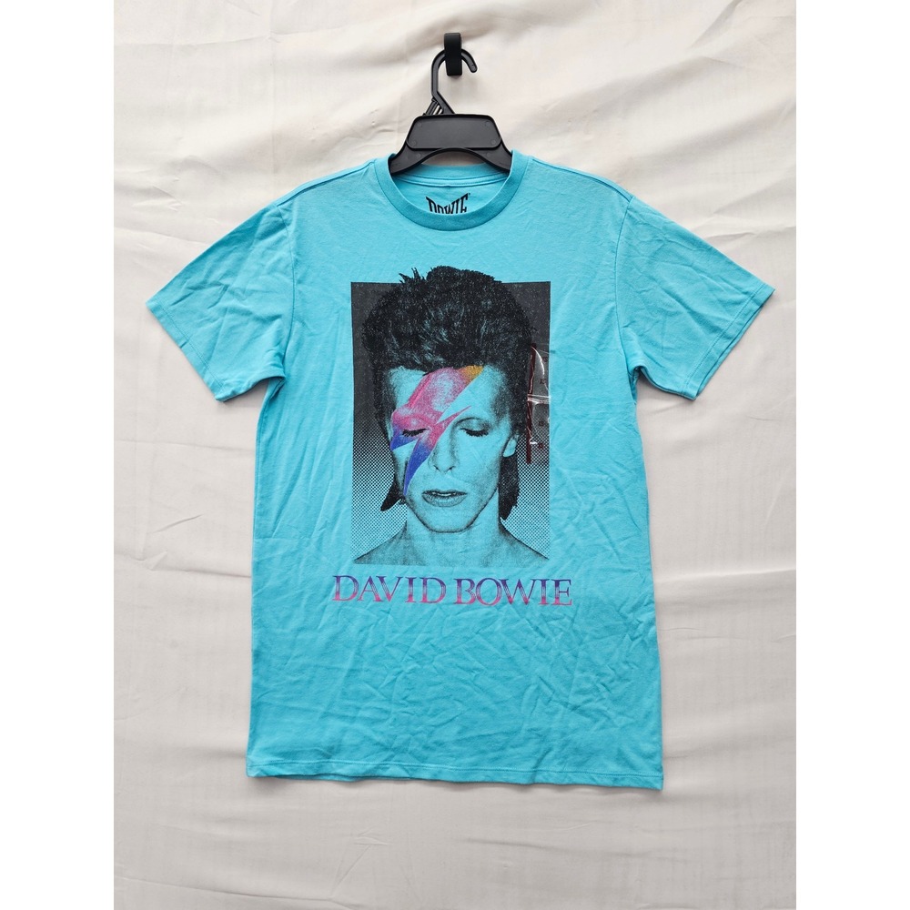 David Bowie Mens Aladdin Sane Graphic T-Shirt Blue Cotton Blend Casual Size XS